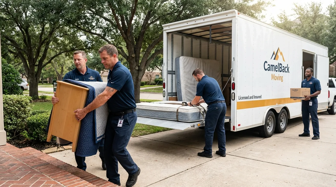 Crew loading residential truck for cross-state move from New Milford, NJ