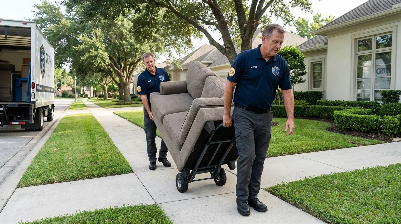 Local residential moving crew loading furniture in New Milford, NJ