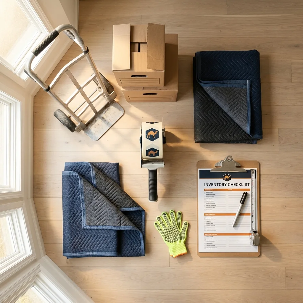 Professional moving supplies and packing materials layout for New Milford residential relocations